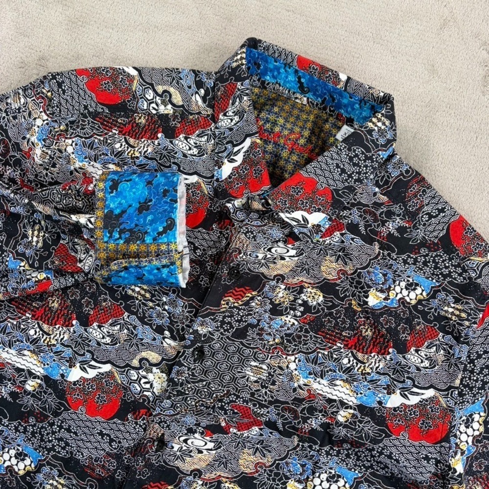 Robert Graham Japanese Scenic AOP Flip Cuffs Shirt in Multi Men XL NWOT $298